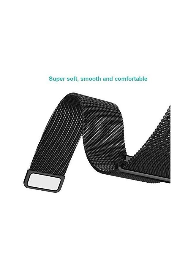 FITIT - FITIT Stainless Steel Metal Strap Milanese Loop Alloy Replacement for iWatch Series 9 and Below, 42mm, 44mm 45mm and 49mm with powerful Magnetic lock, Black - Image 1