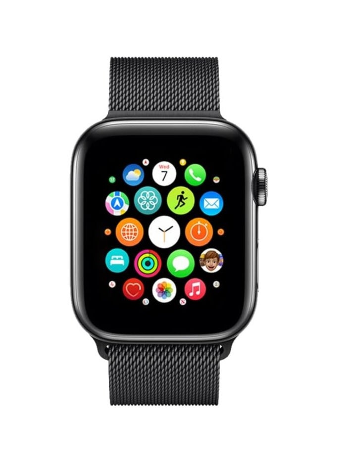 FITIT - FITIT Stainless Steel Metal Strap Milanese Loop Alloy Replacement for iWatch Series 9 and Below, 42mm, 44mm 45mm and 49mm with powerful Magnetic lock, Black - Image 1