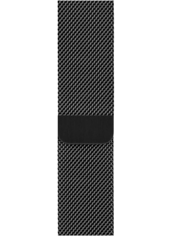 FITIT - FITIT Stainless Steel Metal Strap Milanese Loop Alloy Replacement for iWatch Series 9 and Below, 42mm, 44mm 45mm and 49mm with powerful Magnetic lock, Black - Image 1