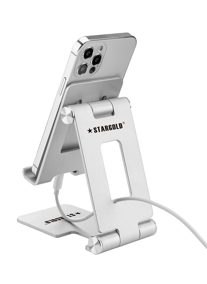 Stargold - Mobile Phone Stand Portable Cell Phone Holder Adjustable iPhone Stand for Desk Aluminum  Alloy Metal Mobile Stand Compatible with Smartphones And Tablet Sliver - Image 1