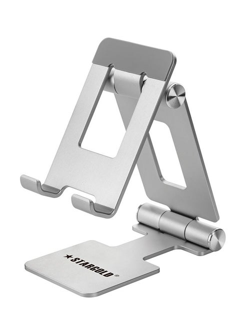 Mobile Phone Stand Portable Cell Phone Holder Adjustable iPhone Stand for Desk Aluminum  Alloy Metal Mobile Stand Compatible with Smartphones And Tablet Sliver