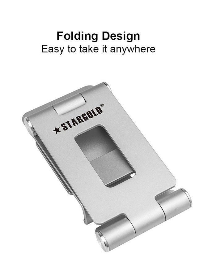 Stargold - Mobile Phone Stand Portable Cell Phone Holder Adjustable iPhone Stand for Desk Aluminum  Alloy Metal Mobile Stand Compatible with Smartphones And Tablet Sliver - Image 1