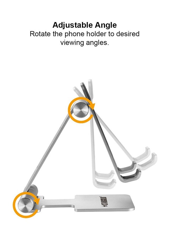 Stargold - Mobile Phone Stand Portable Cell Phone Holder Adjustable iPhone Stand for Desk Aluminum  Alloy Metal Mobile Stand Compatible with Smartphones And Tablet Sliver - Image 1