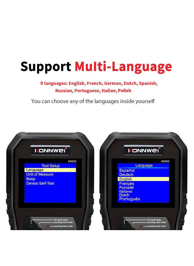 Konnwei KONNWEI KW850 OBDII Scanner Auto Code Reader Diagnostic Check Engine Light Scan Tool for OBDII Cars After 1996  - Image 5