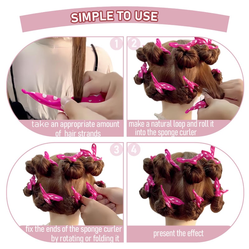 AHSNYLC Satin Sponge Hair-Rollers for Women - 9Pcs Soft Foam Rollers to Sleep in, Heatless Overnight Curlers for Short/Long Hair, No Heat Hair Curlers with Dent-Free Satin Surface - Image 5