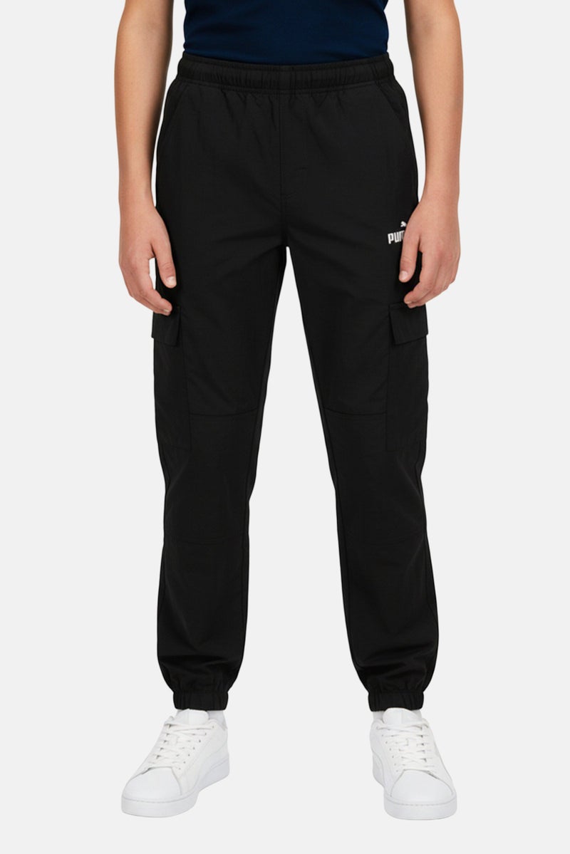 PUMA Kids Boy Embroidered Logo Outdoor Track Pants, Black - Image 1