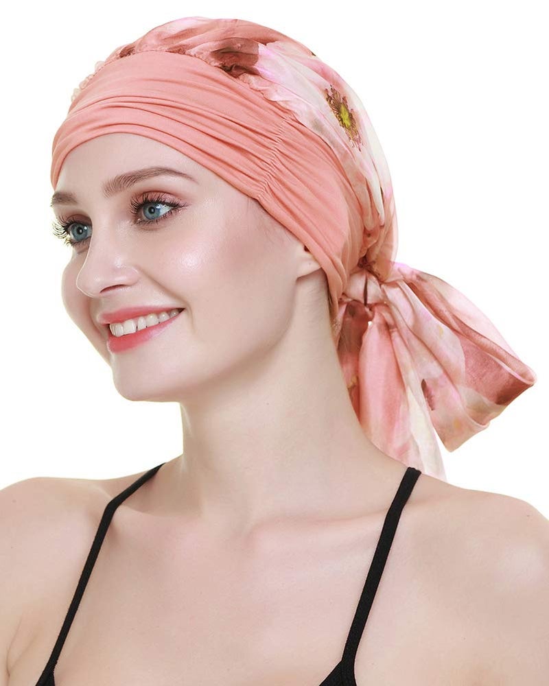 FocusCare Stylish Chemo Headwraps Headwear for Alopecia Women Medical Hat for Chemotherapy Patients Peach - Image 5