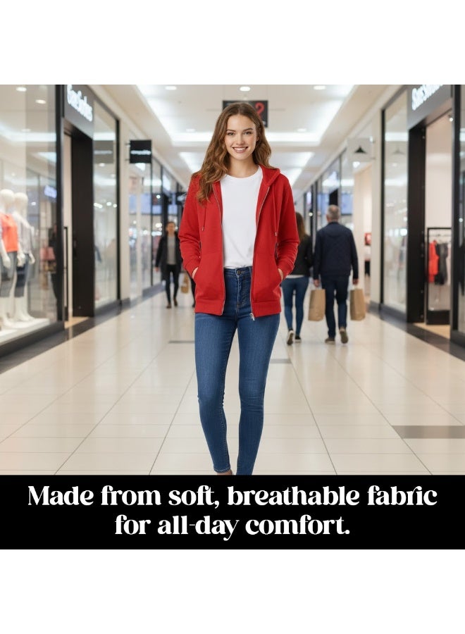 برينت شوب فور مي هودي نسائي بسحاب - قطن بياقة بغطاء رأس | أكمام طويلة وجيب واسع | ملابس دافئة يومية للسفر والرياضة والعمل والنزهات الخارجية والملابس الكاجوال - Image 4