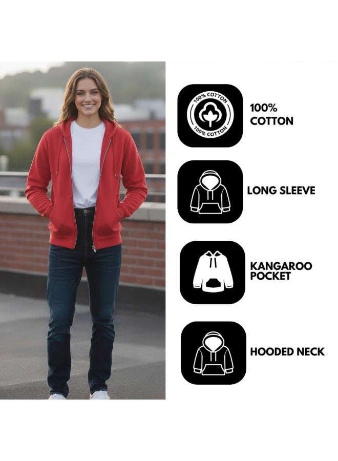 برينت شوب فور مي هودي نسائي بسحاب - قطن بياقة بغطاء رأس | أكمام طويلة وجيب واسع | ملابس دافئة يومية للسفر والرياضة والعمل والنزهات الخارجية والملابس الكاجوال - Image 5