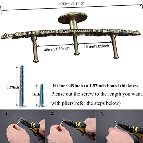 Mgoodoo 6.7" Knobs Handles with Plate, 5PCS Vintage Antique Bronze Door Handle Furniture Knobs Pull for Kitchen Cabinets Cupboard Closet with 30 Screws - Image 2