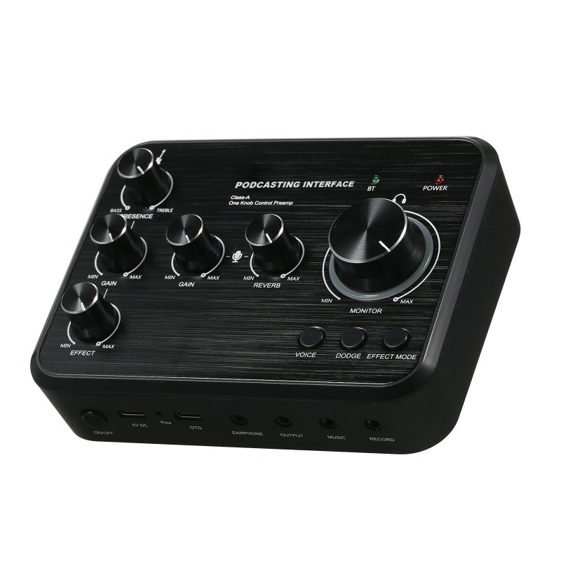 Sound Card 24Bit/96KHz Premium Preamp Live Sound Card - Ultra-Low Latency USB 2.0 Transmission Sound Card Effects Console for Live Podcast Multi-Person Chat Broadcast - Image 1
