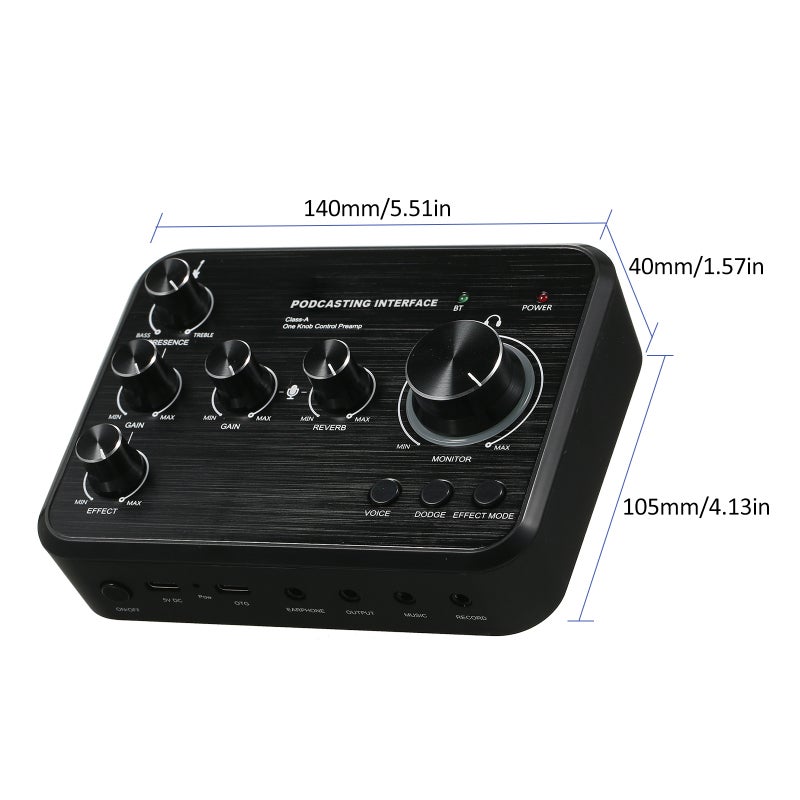 Sound Card 24Bit/96KHz Premium Preamp Live Sound Card - Ultra-Low Latency USB 2.0 Transmission Sound Card Effects Console for Live Podcast Multi-Person Chat Broadcast - Image 2