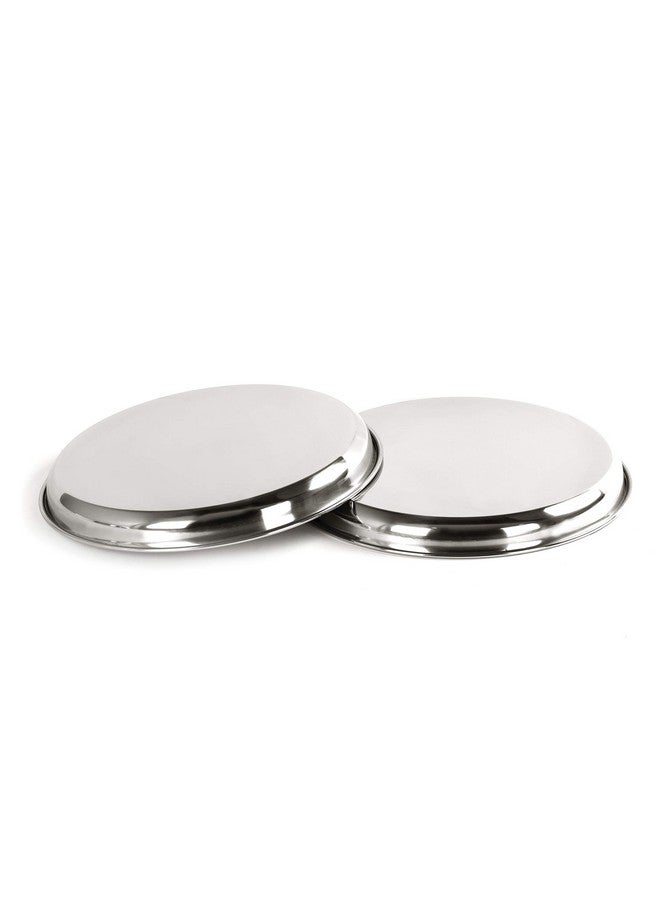Sumeet Stainless Steel Heavy Gauge Deep Wall Dinner Plates with Mirror Finish 26.6cm Dia - Set of 2pc - Image 5