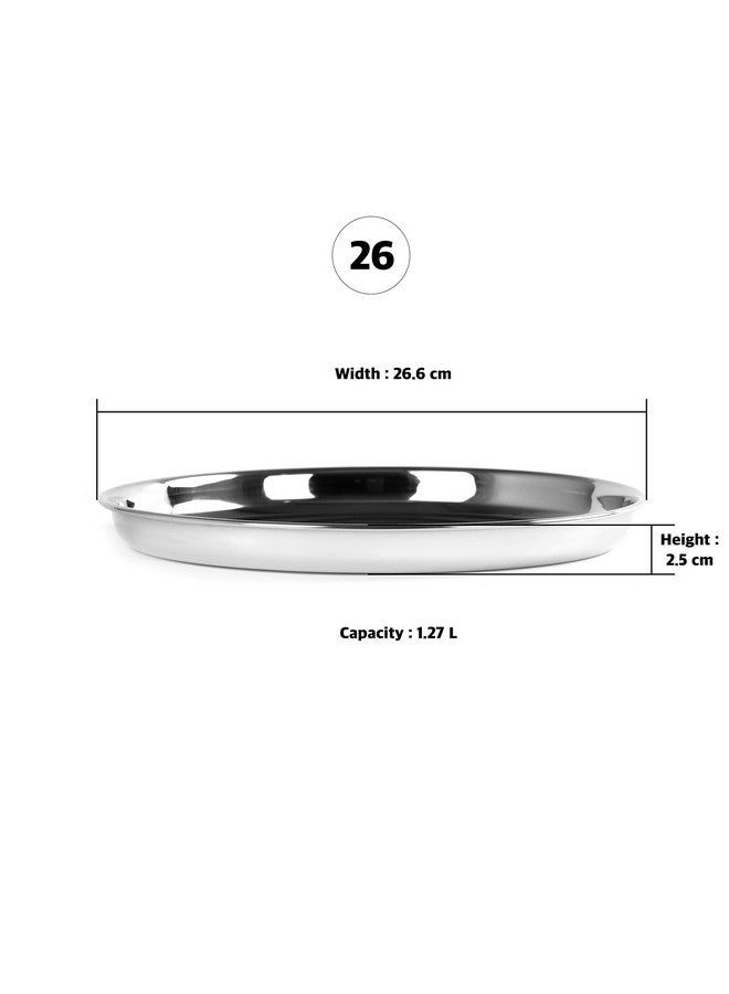 Sumeet Stainless Steel Heavy Gauge Deep Wall Dinner Plates with Mirror Finish 26.6cm Dia - Set of 2pc - Image 4