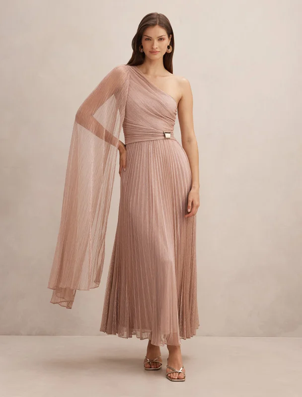 Forever New Samara One-Shoulder Plisse Maxi Dress