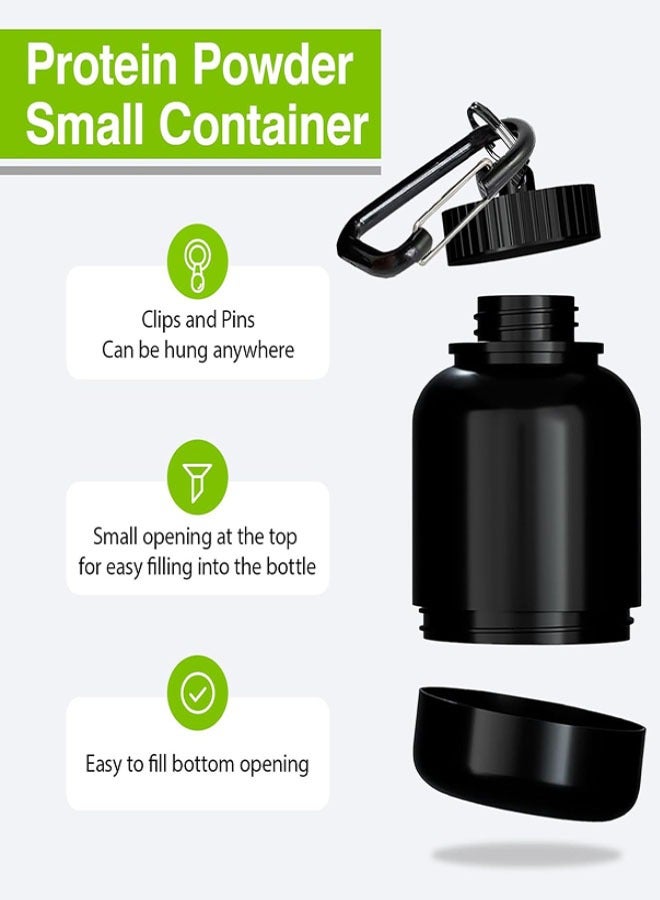 2 Pcs Protein Powder Container, Protein Powder Travel Container, Protein Powder Container to Go, Pre Workout/Gym Supplemen Keychain (Black, 100ml) - Image 2
