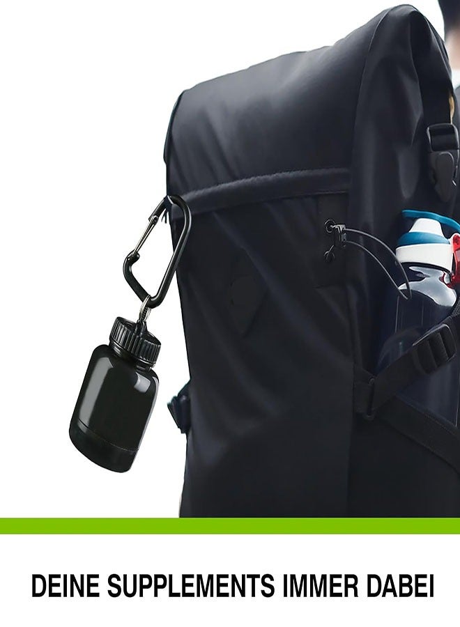 2 Pcs Protein Powder Container, Protein Powder Travel Container, Protein Powder Container to Go, Pre Workout/Gym Supplemen Keychain (Black, 100ml) - Image 4