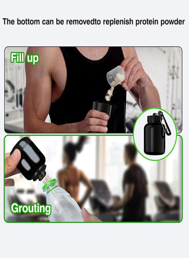 2 Pcs Protein Powder Container, Protein Powder Travel Container, Protein Powder Container to Go, Pre Workout/Gym Supplemen Keychain (Black, 100ml) - Image 3