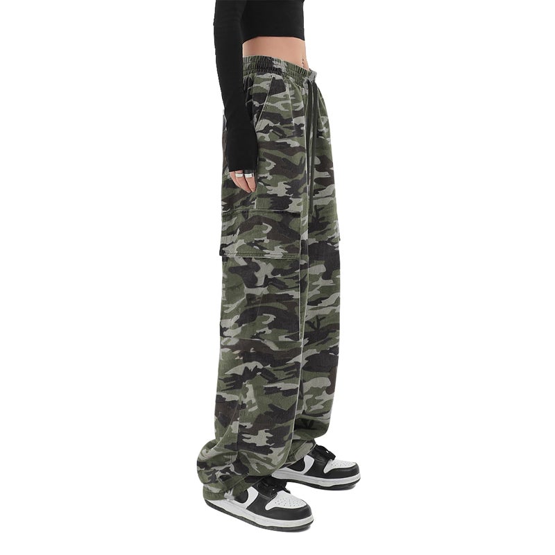 SESERAGI Cargo Pants Women Baggy Streetwear Y2K Drawstring Trousers Wide Leg Pants Black Grey M - Image 2