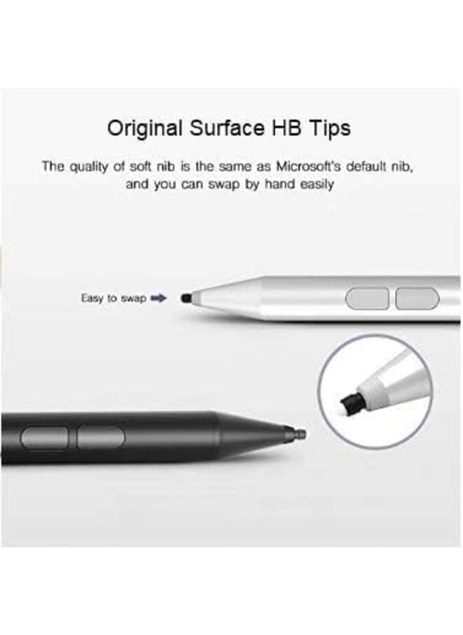 Pen For Microsoft Surface Palm Rejection 1024 Levels Pressure Flex And Soft Hb Nib Compatible With Surface Pro Book Laptop Go Including 2 Spare Nibs For Creators Businessers And Students