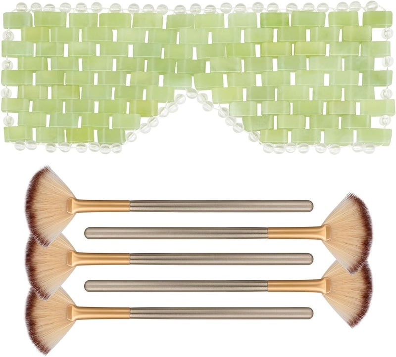 Jade Eye Mask for Facial 5Piece Facial Fan Mask Brushes Set Ideal for Estheticians Spas