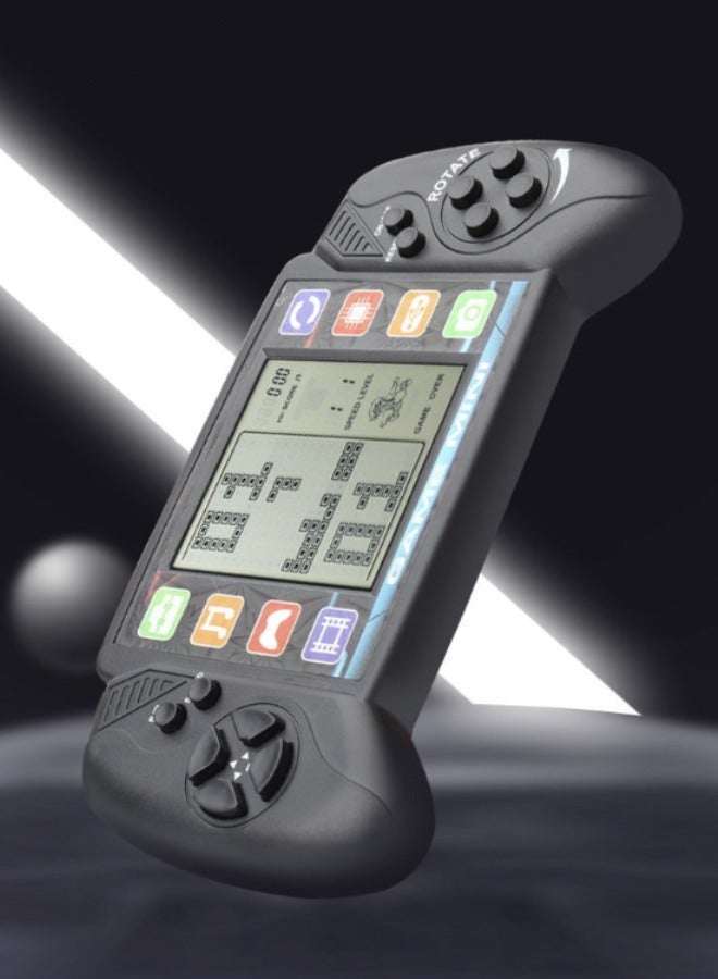 Big Screen Tetris Game Console, Handheld Game Console, Portable Retro Game Player, Puzzle Game Adjustable Difficulty and Speed, Easy to Carry Best Gifts, Black, 2 Modes, 49 Games in Total