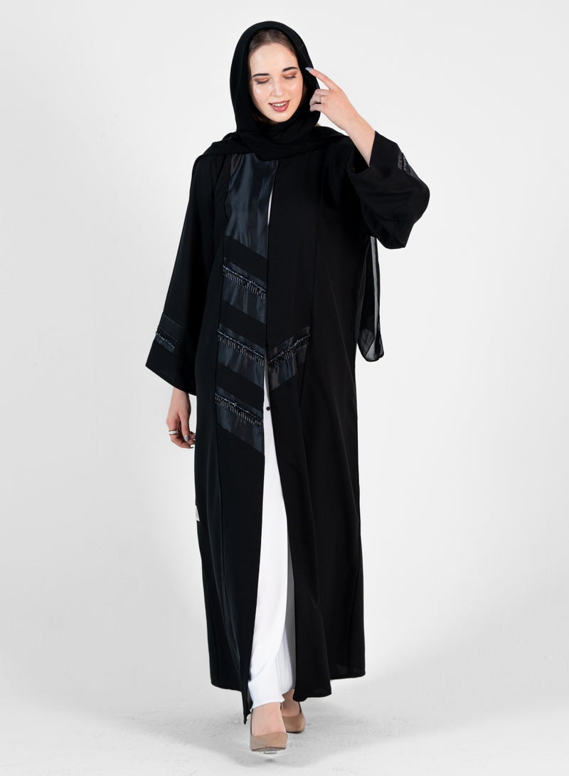 روزيت عباية تصميم تطريز أنيق مع رقبة عالية - Image 1