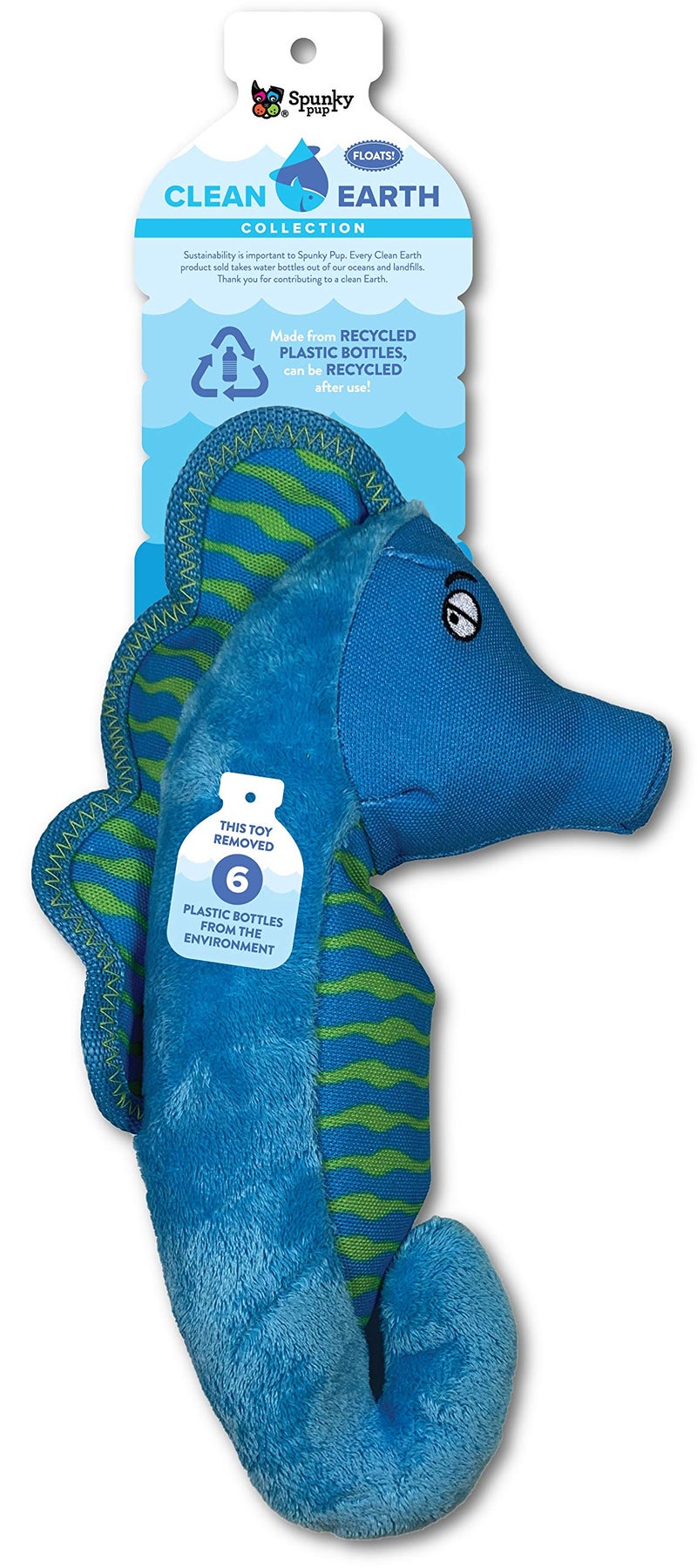 Spunky Pup Clean Earth Plush Seahorse Made from 100 Recycled Water Bottles Large - Image 2