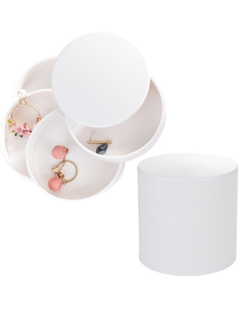 علبة تنظيم المجوهرات ذات 4 طبقات صندوق تنظيم المجوهرات برج خواتم أقراط خواتم تخزين (أبيض) - Image 1