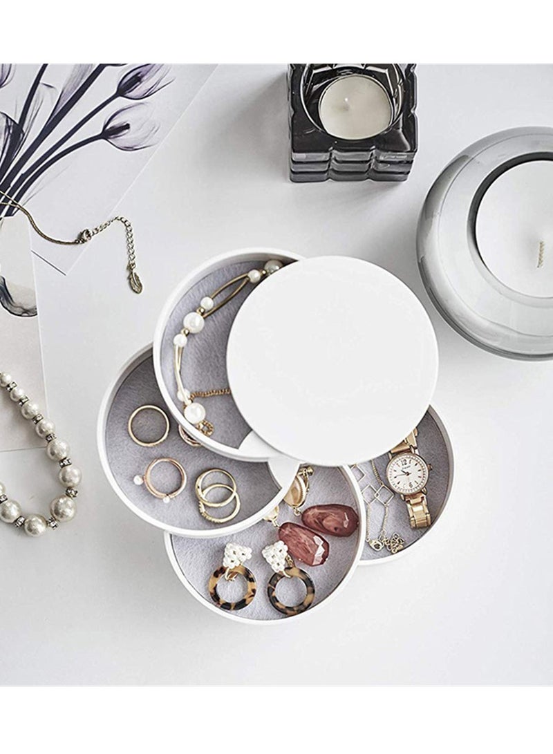 علبة تنظيم المجوهرات ذات 4 طبقات صندوق تنظيم المجوهرات برج خواتم أقراط خواتم تخزين (أبيض) - Image 2