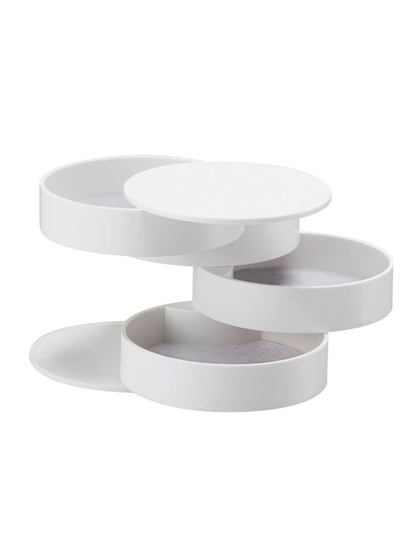 علبة تنظيم المجوهرات ذات 4 طبقات صندوق تنظيم المجوهرات برج خواتم أقراط خواتم تخزين (أبيض) - Image 3