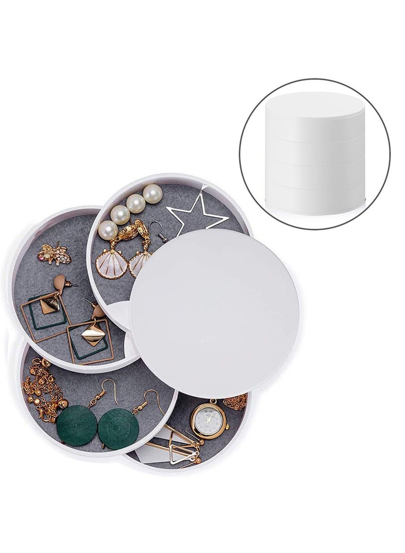 علبة تنظيم المجوهرات ذات 4 طبقات صندوق تنظيم المجوهرات برج خواتم أقراط خواتم تخزين (أبيض) - Image 4