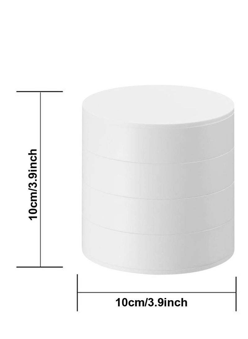 علبة تنظيم المجوهرات ذات 4 طبقات صندوق تنظيم المجوهرات برج خواتم أقراط خواتم تخزين (أبيض) - Image 5