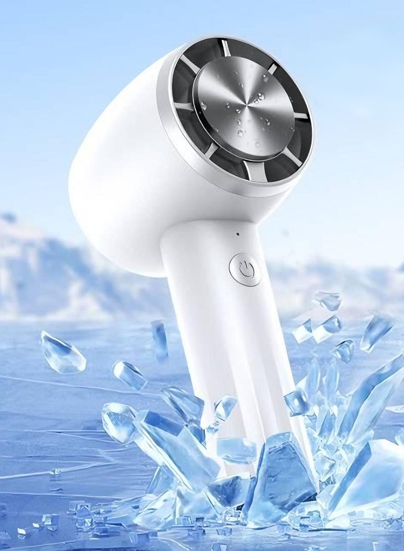 مروحيه صغيره لي الفقاسات مروحة صغيرة محمولة مع ضاغط بارد 3 سرعات ، شحن سريع USB-C ، تبريد محمول للمنزل والمكتب والخارج (أبيض) - Image 1