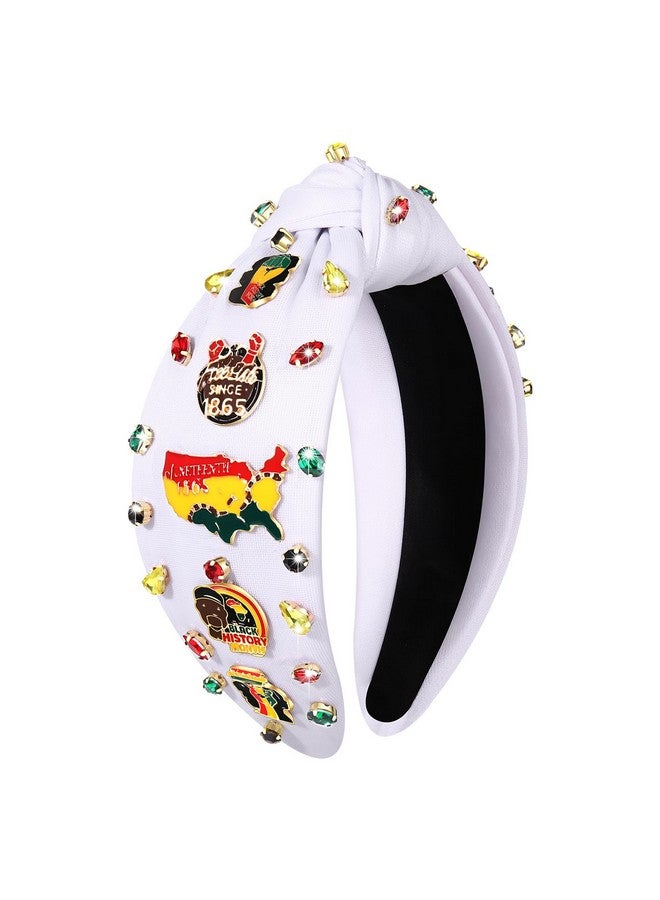 Loquat African Juneteenth Headbands For Women Black Women Queen Africa Map Headband Jeweled Rhinestone Wide Top Knot Headband Black History Month Headband African Accessories Outfits Gifts - Image 1