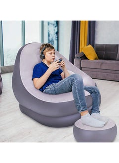 DubaiGallery طقم أريكة قابل للنفخ لغرفة المعيشة من ألترا لاونج مع مسند قدم عثماني، رمادي/أسود  - Image 4