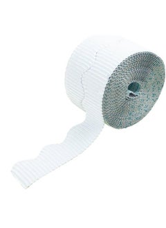 Sadaf Corrugated Border Rolls, White, 10cm x 7.5m  - Image 1