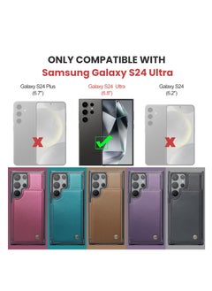 CaseMe Wallet Case for Samsung Galaxy S24 Ultra, Premium Handmade Durable PU Leather Slim Shockproof Case with [Double Magnetic Clasp] [Card Holder] [Kickstand] [RFID Blocking]  - Image 2