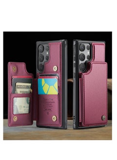 CaseMe Wallet Case for Samsung Galaxy S24 Ultra, Premium Handmade Durable PU Leather Slim Shockproof Case with [Double Magnetic Clasp] [Card Holder] [Kickstand] [RFID Blocking]  - Image 3