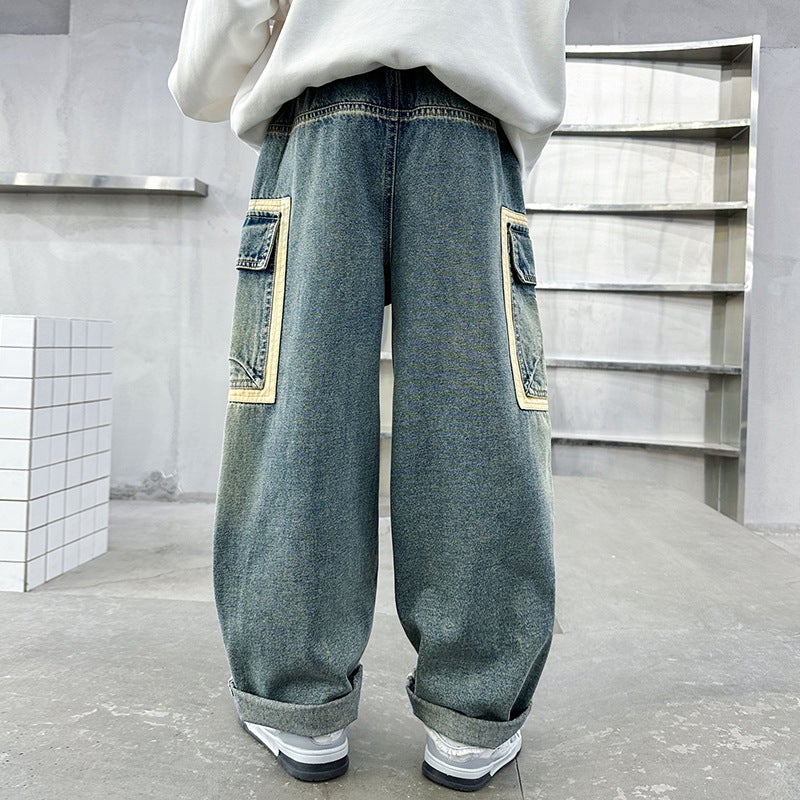 Boys' Pants Children'S Loose Pants Duffy Handsome Boys Korean Spring Jeans Spring Fashion - Image 5