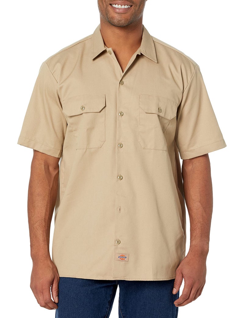 Dickies Men's Big and Tall Short Sleeve Work Shirt, Khaki, Small - Image 1