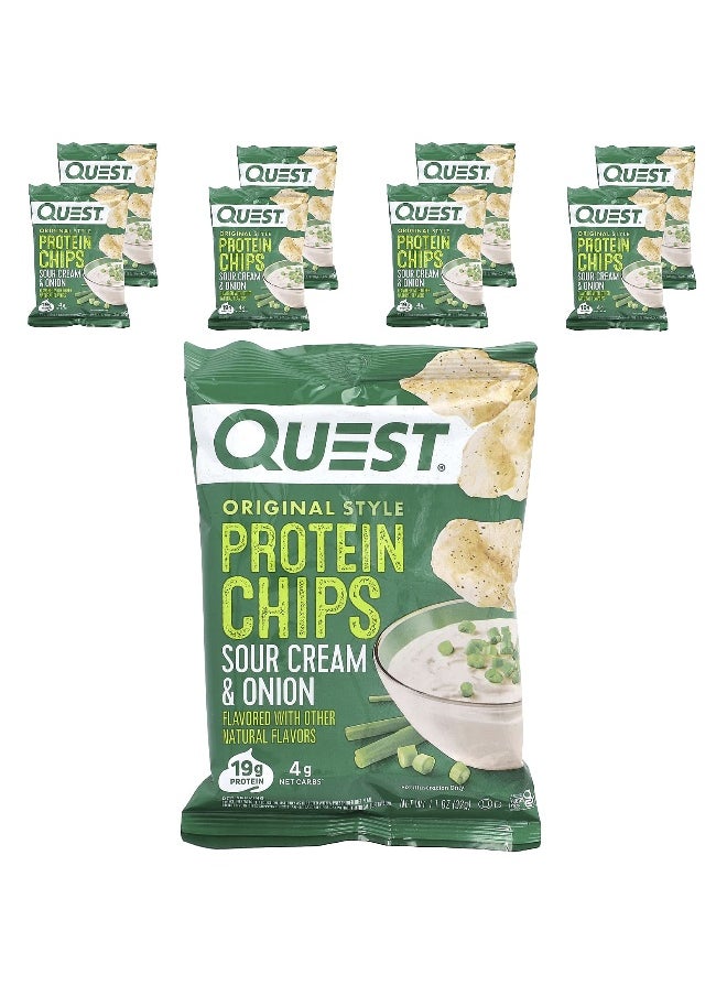 QUEST NUTRITION - Quest Nutrition, Original Style Protein Chips, Sour Cream & Onion, 8 Bags, 1.1 oz (32 g) Each - Image 1