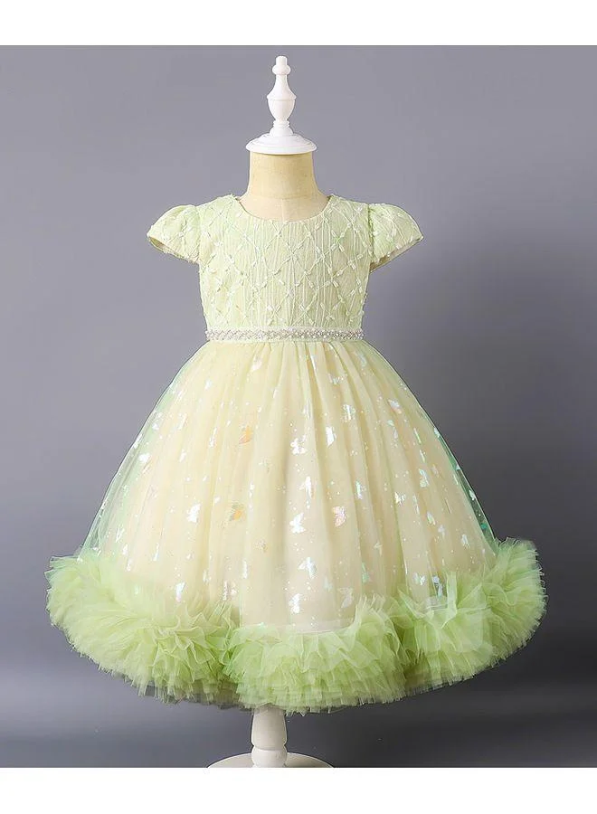 Mark & Mia Mark & Mia Pearl Embellished Short Sleeves Party Dress - Green