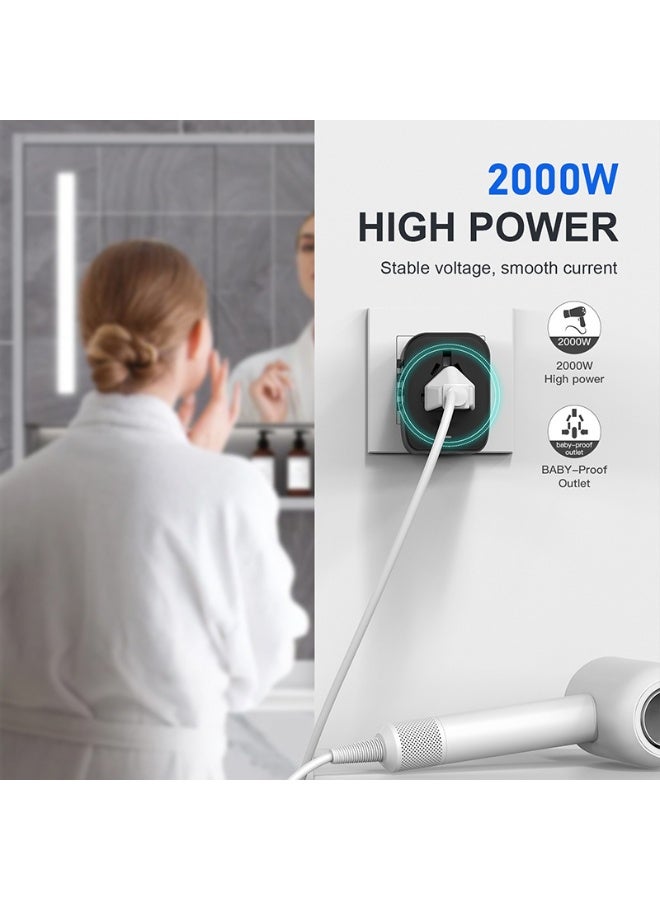 QZ Universal International Power Travel Plug Adapter, 5-In-1 World Travel Plug Adapter, With 3A 2 Usb-A And 2 Usb-C Wall Chargers And Global Ac Sockets Applicable To 212 Countries Including Europe, The United States, The United Kingdom, Australia And Asia, white. - Image 2