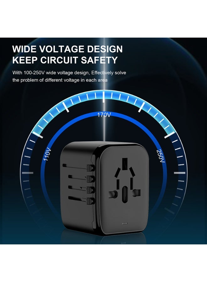 QZ Universal International Power Travel Plug Adapter, 5-In-1 World Travel Plug Adapter, With 3A 2 Usb-A And 2 Usb-C Wall Chargers And Global Ac Sockets Applicable To 212 Countries Including Europe, The United States, The United Kingdom, Australia And Asia, white. - Image 4