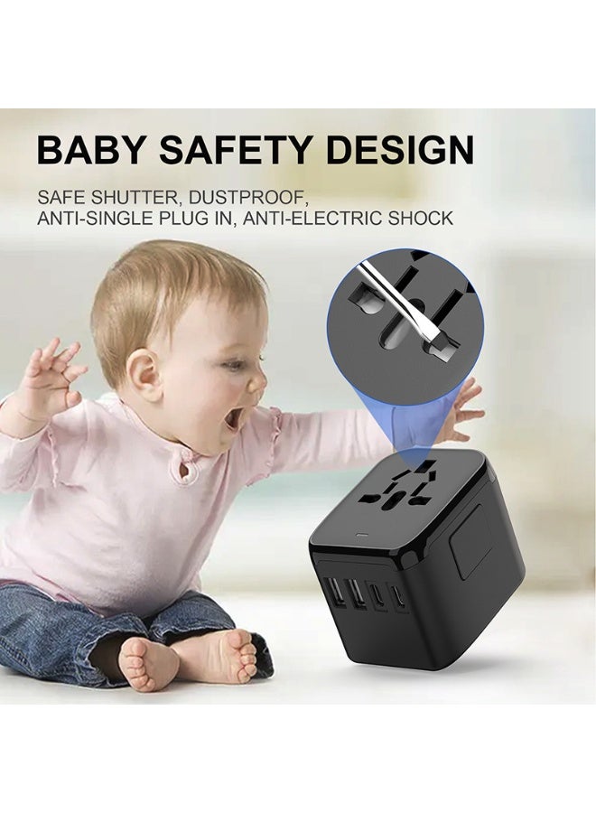 QZ Universal International Power Travel Plug Adapter, 5-In-1 World Travel Plug Adapter, With 3A 2 Usb-A And 2 Usb-C Wall Chargers And Global Ac Sockets Applicable To 212 Countries Including Europe, The United States, The United Kingdom, Australia And Asia, white. - Image 5