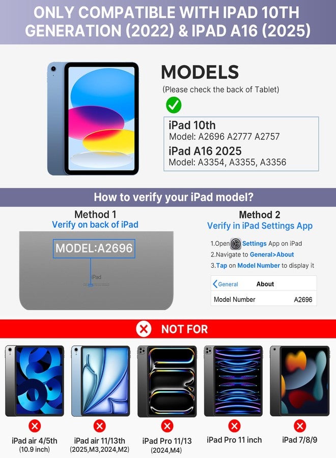 typecase حافظة لوحة مفاتيح Typecase Folio لجهاز iPad الجيل العاشر 10.9 بوصة (2022) وجهاز iPad الجيل الحادي عشر (A16، 2025)، لوحة مفاتيح لاسلكية مغناطيسية قابلة للفصل، إضاءة خلفية بسبعة ألوان، رفيعة وخفيفة، حامل قلم - لون لافندر - Image 2