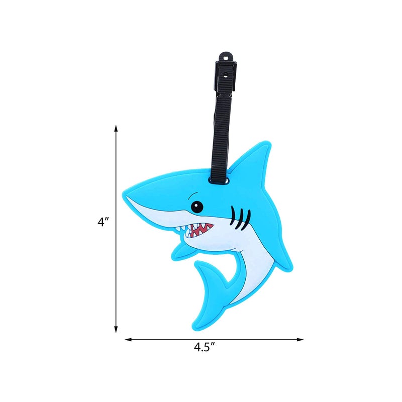 SandT Collection Animal Luggage Tags Cute Suitcase Labels (7 Pack, Shark) - Image 4