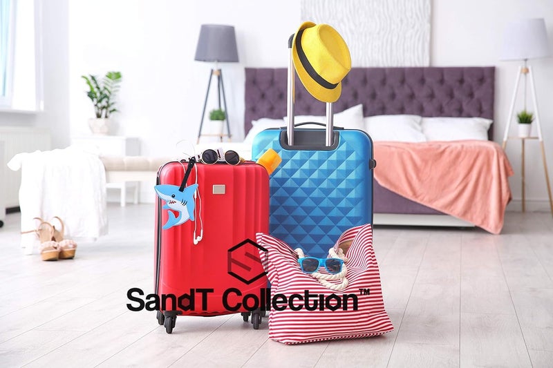 SandT Collection Animal Luggage Tags Cute Suitcase Labels (7 Pack, Shark) - Image 2