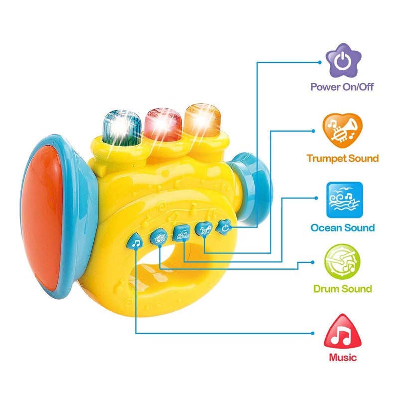 WEofferwhatYOUwant Baby Trumpet â€“ Musical Toy for Toddlers with LED Lights, Realistic Trumpet Sounds & Songs â€“ Interactive Educational Toy for Kids 18+ Months â€“ BPA-Free â€“ Batteries Included - Image 3